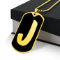 Initial J v2b - 18k Gold Finished Luxury Dog Tag Necklace