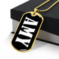 Amy v01w - 18k Gold Finished Luxury Dog Tag Necklace