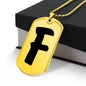 Initial F v1b - 18k Gold Finished Luxury Dog Tag Necklace