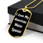 Love My American Water Spaniel v6 - 18k Gold Finished Luxury Dog Tag Necklace