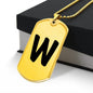 Initial W v1b - 18k Gold Finished Luxury Dog Tag Necklace