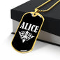 Alice v03a - 18k Gold Finished Luxury Dog Tag Necklace