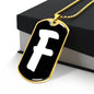 Initial F v3b - 18k Gold Finished Luxury Dog Tag Necklace