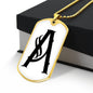 Initial A v001-34 - 18k Gold Finished Luxury Dog Tag Necklace