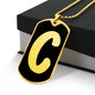 Initial C v2b - 18k Gold Finished Luxury Dog Tag Necklace