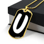 Initial U v3b - 18k Gold Finished Luxury Dog Tag Necklace