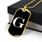Initial G v3a - 18k Gold Finished Luxury Dog Tag Necklace