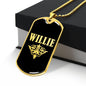 Willie v02a - 18k Gold Finished Luxury Dog Tag Necklace