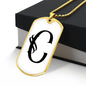 Initial C v001-34 - 18k Gold Finished Luxury Dog Tag Necklace