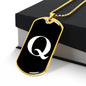 Initial Q v3a - 18k Gold Finished Luxury Dog Tag Necklace