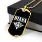Diana v03a - 18k Gold Finished Luxury Dog Tag Necklace