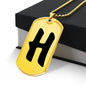Initial H v1b - 18k Gold Finished Luxury Dog Tag Necklace