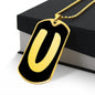 Initial U v2b - 18k Gold Finished Luxury Dog Tag Necklace