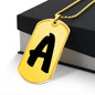Initial A v1b - 18k Gold Finished Luxury Dog Tag Necklace