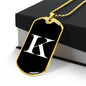 Initial K v3a - 18k Gold Finished Luxury Dog Tag Necklace