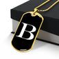 Initial B v3a - 18k Gold Finished Luxury Dog Tag Necklace