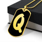 Initial Q v2b - 18k Gold Finished Luxury Dog Tag Necklace