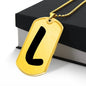 Initial L v1b - 18k Gold Finished Luxury Dog Tag Necklace