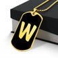 Initial W v2b - 18k Gold Finished Luxury Dog Tag Necklace