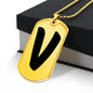 Initial V v1b - 18k Gold Finished Luxury Dog Tag Necklace