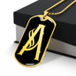 Initial A v001-32 - 18k Gold Finished Luxury Dog Tag Necklace