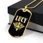 Lucy v02a - 18k Gold Finished Luxury Dog Tag Necklace