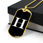 Initial H v3a - 18k Gold Finished Luxury Dog Tag Necklace