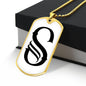 Initial S v001-34 - 18k Gold Finished Luxury Dog Tag Necklace