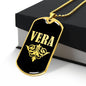 Vera v02a - 18k Gold Finished Luxury Dog Tag Necklace