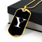 Initial Y v3a - 18k Gold Finished Luxury Dog Tag Necklace