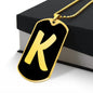 Initial K v2b - 18k Gold Finished Luxury Dog Tag Necklace