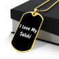Love My Saluki v6 - 18k Gold Finished Luxury Dog Tag Necklace