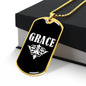 Grace v03a - 18k Gold Finished Luxury Dog Tag Necklace