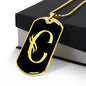 Initial C v001-32 - 18k Gold Finished Luxury Dog Tag Necklace