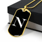 Initial N v3a - 18k Gold Finished Luxury Dog Tag Necklace