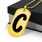 Initial C v1b - 18k Gold Finished Luxury Dog Tag Necklace