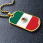 Mexican Flag - 18k Gold Finished Luxury Dog Tag Necklace