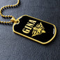 Gina v02a - 18k Gold Finished Luxury Dog Tag Necklace