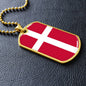 Danish Flag - 18k Gold Finished Luxury Dog Tag Necklace