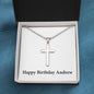 Happy Birthday Andrew - Stainless Steel Ball Chain Cross Necklace