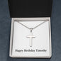Happy Birthday Timothy - Stainless Steel Ball Chain Cross Necklace