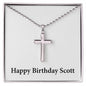 Happy Birthday Scott - Stainless Steel Ball Chain Cross Necklace