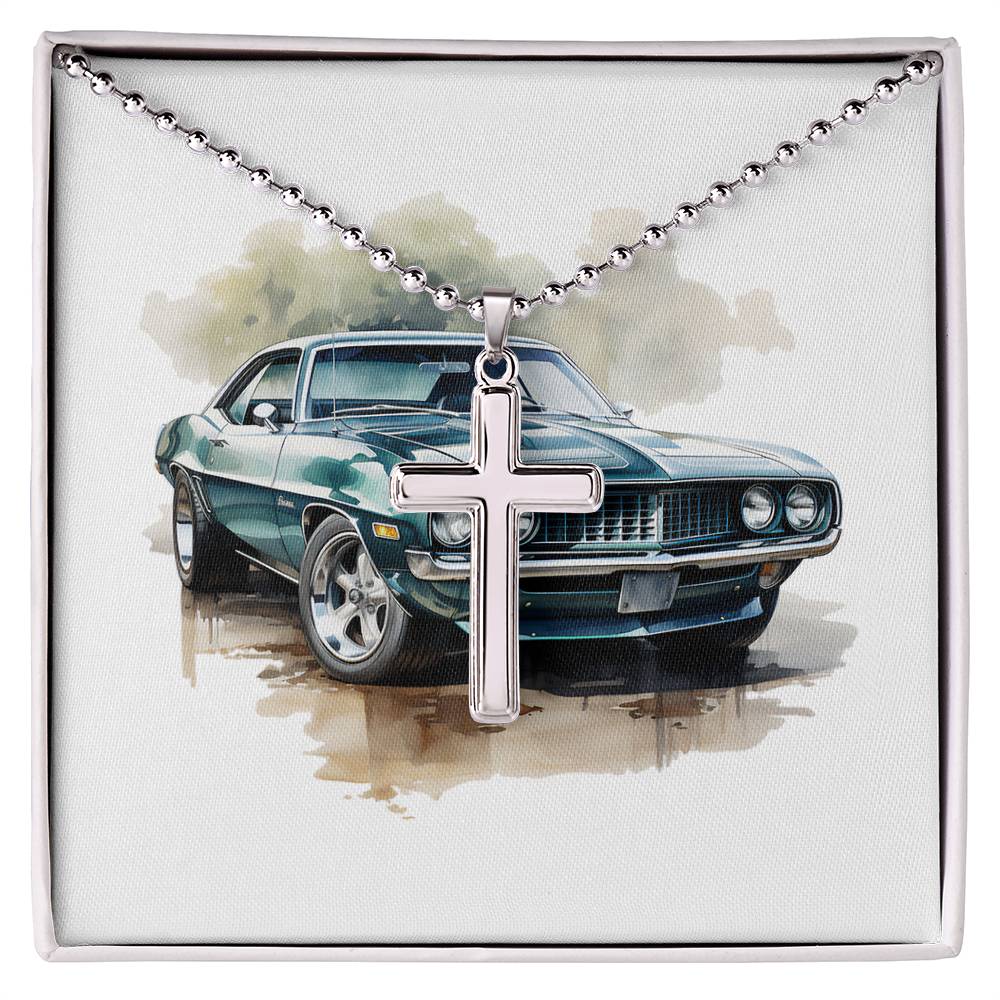 Muscle Car 13 - Stainless Steel Ball Chain Cross Necklace