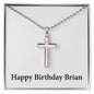 Happy Birthday Brian - Stainless Steel Ball Chain Cross Necklace