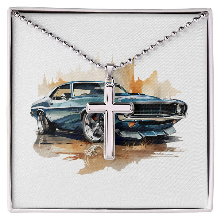 Muscle Car 03 - Stainless Steel Ball Chain Cross Necklace