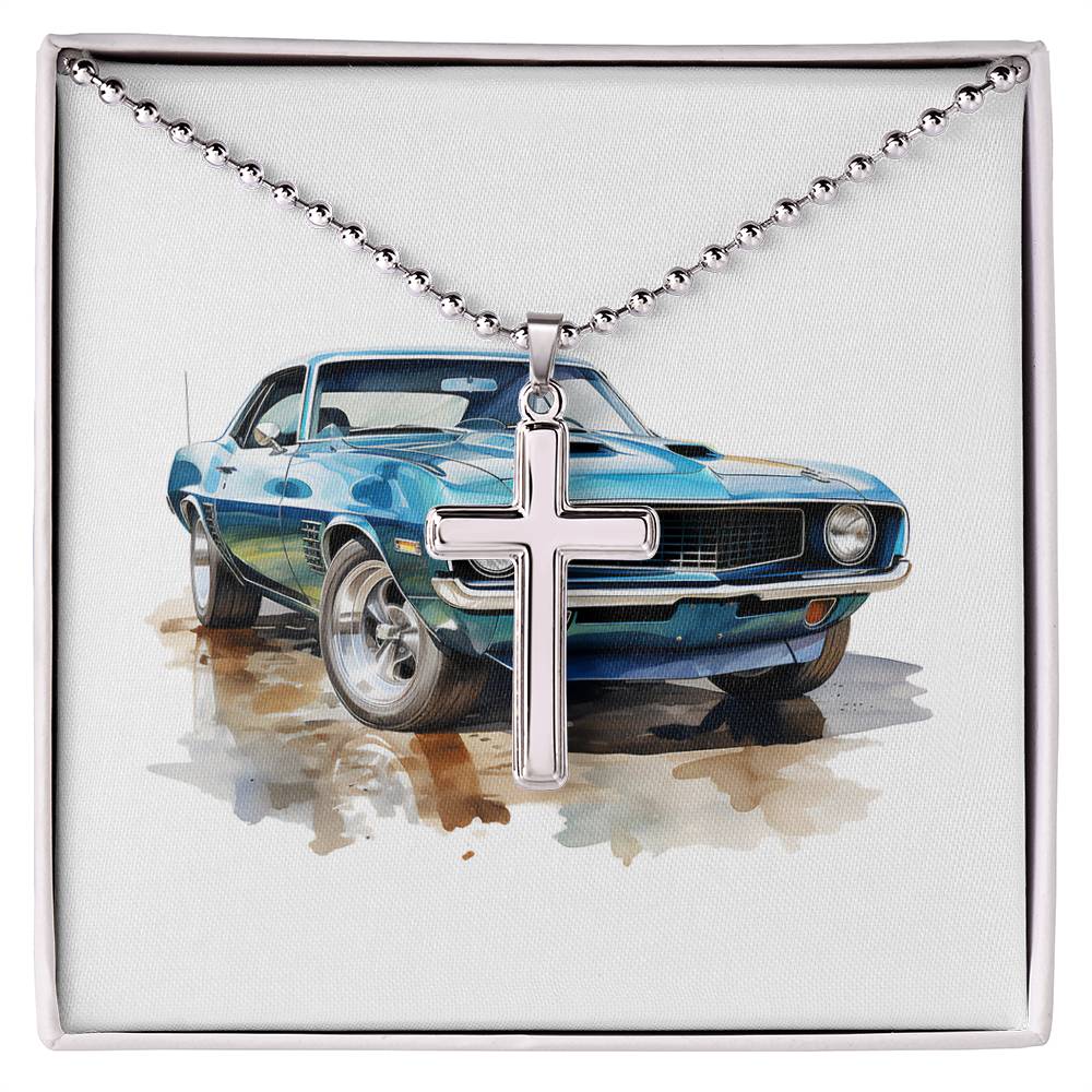 Muscle Car 12 - Stainless Steel Ball Chain Cross Necklace