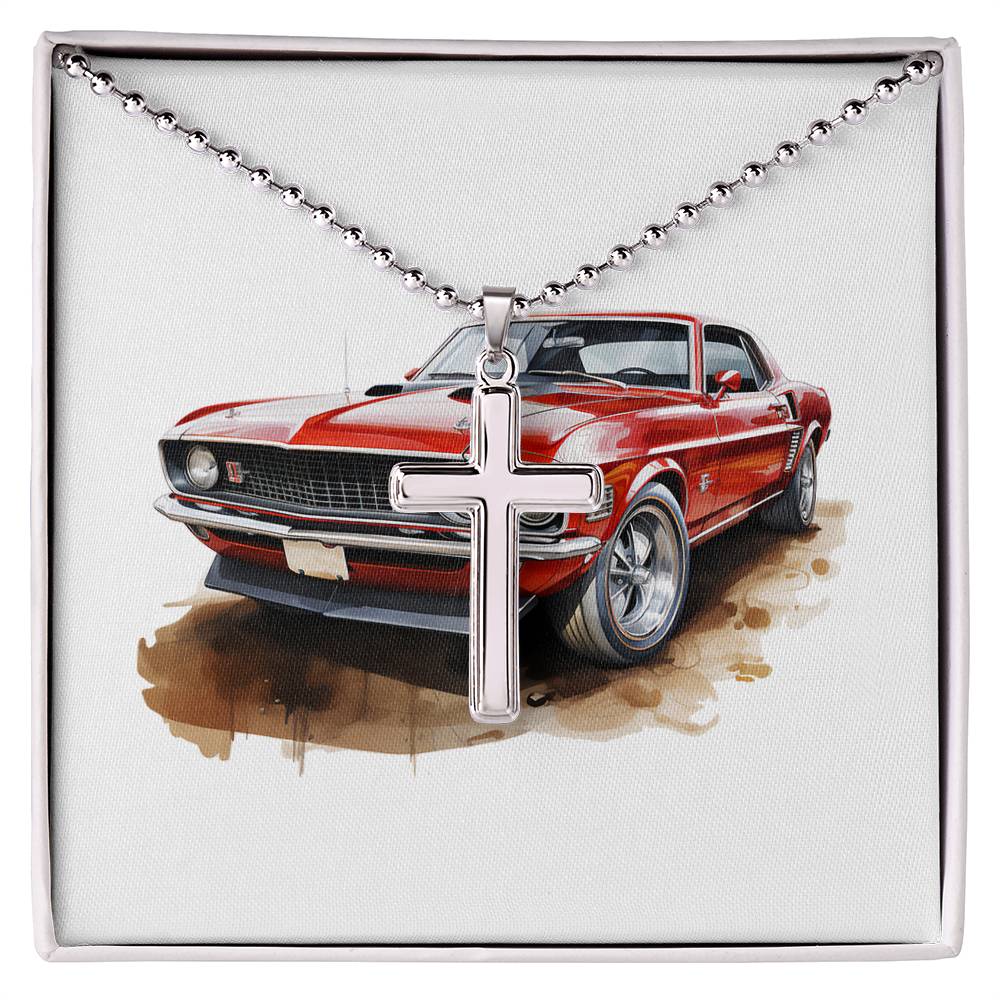 Muscle Car 07 - Stainless Steel Ball Chain Cross Necklace
