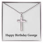 Happy Birthday George - Stainless Steel Ball Chain Cross Necklace