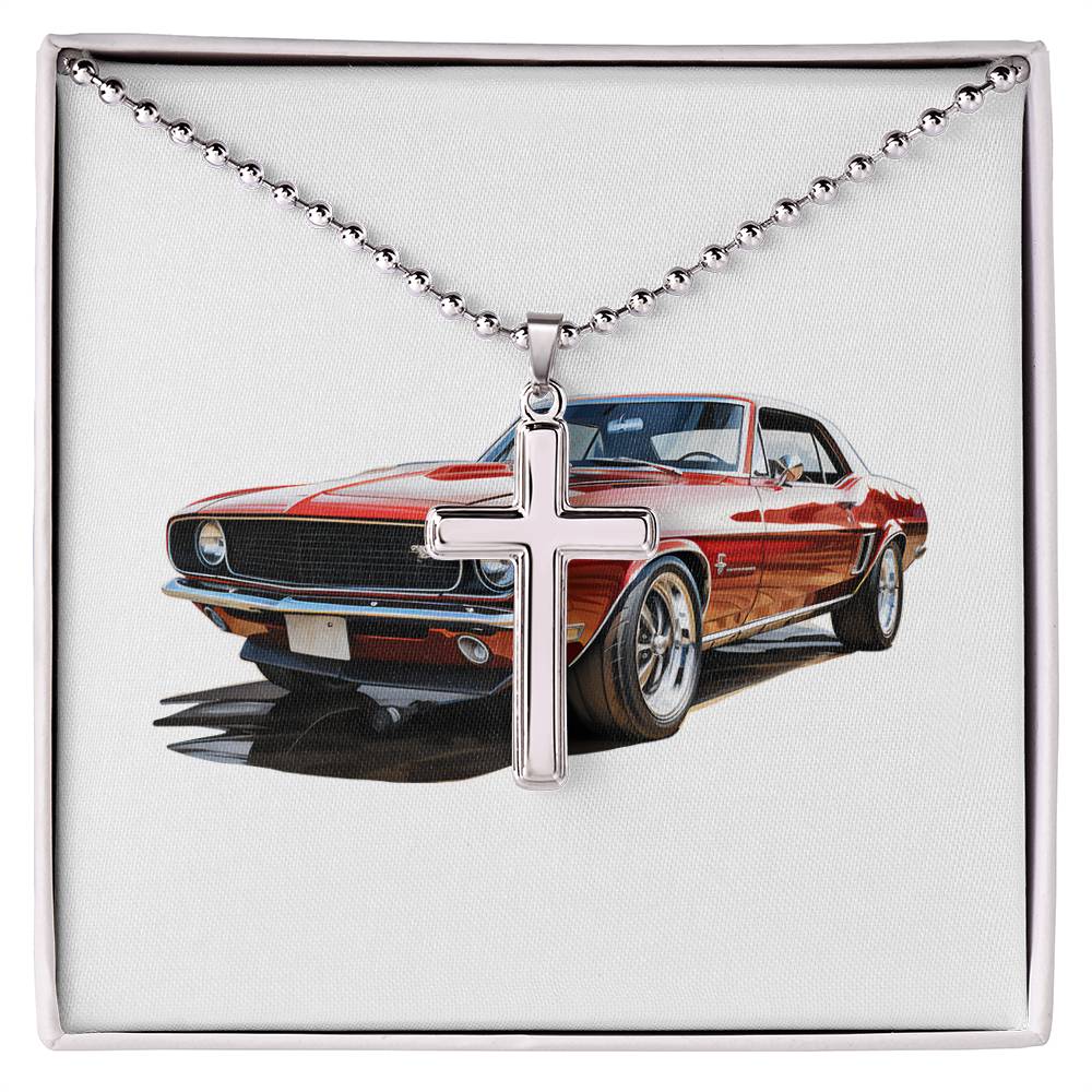 Muscle Car 01 - Stainless Steel Ball Chain Cross Necklace