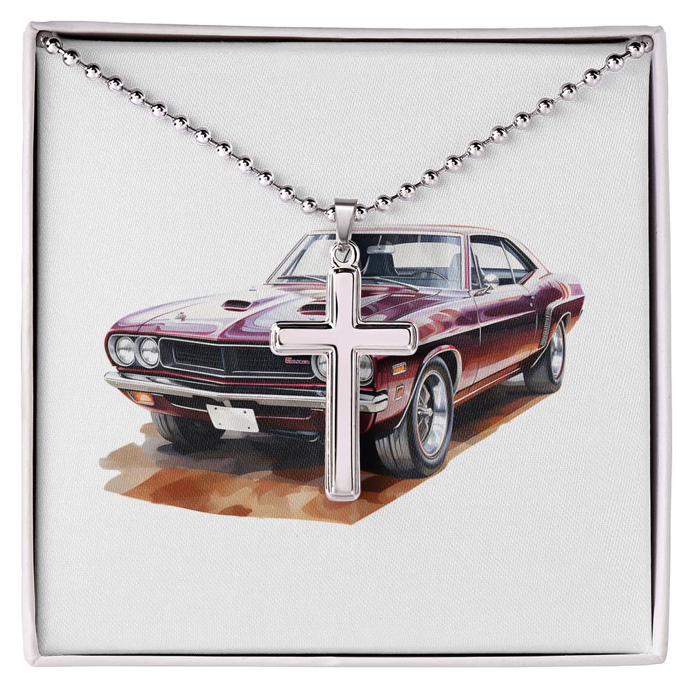 Muscle Car 10 - Stainless Steel Ball Chain Cross Necklace